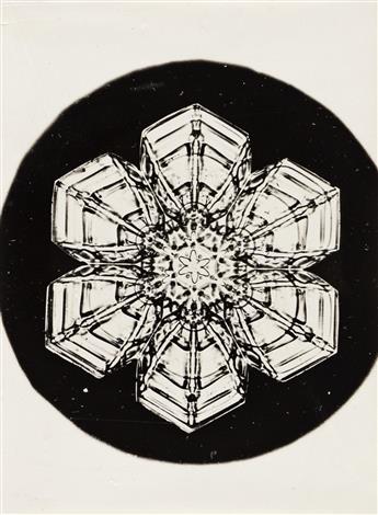 WILSON A. SNOWFLAKE BENTLEY (1865-1931) A group of 4 vintage snow crystals.
